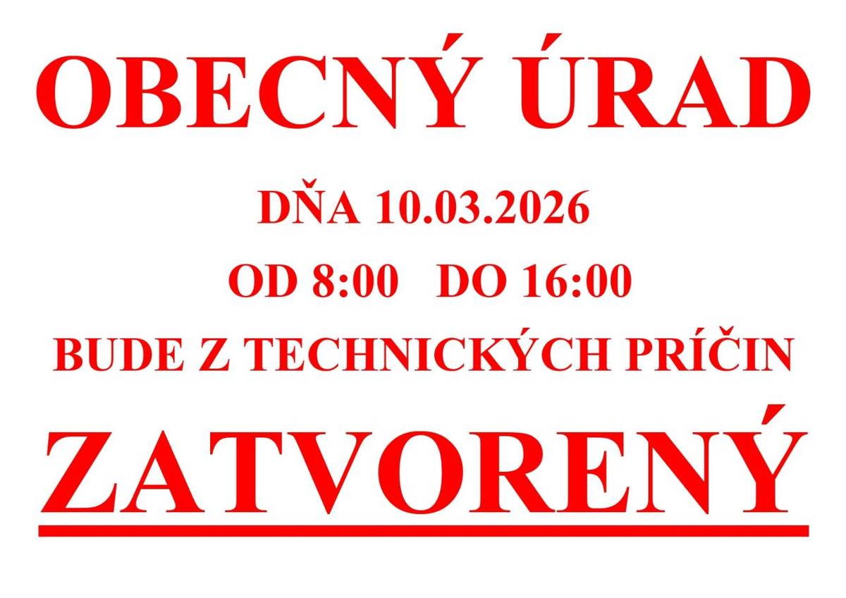 Obecný úrad 10.03.2026 - zatvorený