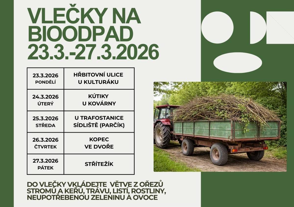 Do vlečky vkládejte větve z ořezů stromů a keřů, trávu, listí, rostliny, neupotřebenou zeleninu a ovoce.