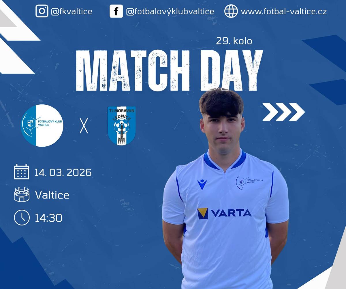 FK Valtice zve své příznivce na první domácí utkání jarní části sezóny proti Přítluky/Lednice B. ⚽ Sobota 14. 3. 2026 14:30 FK VALTICE - Přítluky/Lednice B Přijďte podpořit a povzbudit naše hráče! Budeme se těšit, občerstvení zajištěno.🍺