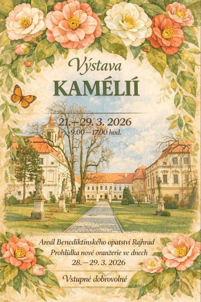 21. - 29. 3. 2026 od 9.00 do 17.00 hodin v areálu Benediktského opatství v Rajhradě. Mimořádně bude otevřená ve dnech 28.-29.3. (o víkendu) i nově zbudovaná klášterní oranžerie.