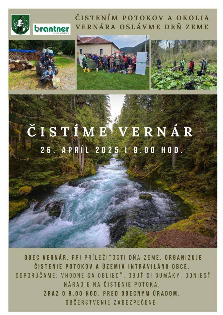 Čistíme Vernár - 26. apríl 2025 o 9.00 hod.