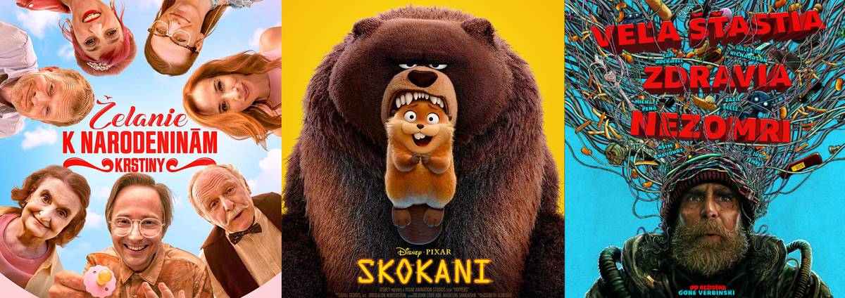piatok 13., sobota 14. a nedeľa 15. o 19:00 h ŽELANIE K NARODENINÁM: KRSTINY (ukážka) Na rodinnom statku sa chystá krst vnučky, ktorý má prebehnúť presne podľa plánovanej „dokonalosti“. Lenže v tejto rodine sa vždy niečo zvrtne: tajné rozhodnutia, detektívne pátranie po kľúčoch, rozruch v klenotníctve aj nečakaná návšteva spustia lavínu nedorozumení a konfliktov, ktoré preveria, či sa rodina dokáže udržať pokope.  CZE, komédia, rodinný, 99 min., originálna verzia, ⑫, strach, vstupné: 6 €; študenti a seniori 5 € (kúpiť lístok) sobota 14. a nedeľa 15. o 15:00 h SKOKANI (ukážka) Nová animovaná akčná komédia od Disney a Pixar predstavuje milovníčku zvierat Mabel, ktorá vyskúša technológiu umožňujúcu „presunúť“ ľudskú myseľ do robotických zvierat vyzerajúcich ako živé. Ako bobor v utajení sa pustí do boja proti plánom developerskej spoločnosti, ktorá chce zničiť miestne zvieracie biotopy – a čaká ju bláznivá jazda vo svete zvierat.  USA, rodinný, komédia, animovaný, 104 min., slovenský dabing, ⑦, strach, vstupné: 6 €; študenti a seniori 5 € (kúpiť lístok) sobota 14. a nedeľa 15. o 17:00 h VEĽA ŠŤASTIA, ZDRAVIA, NEZOMRI (ukážka) „Muž z budúcnosti“ prichádza do reštaurácie v Los Angeles a potrebuje vyskladať presnú kombináciu nespokojných zákazníkov, aby sa k nemu pridali na jednodňovú výpravu. Spoločne sa pokúsia zachrániť svet pred smrtiacou hrozbou zločineckej umelej inteligencie.  USA, GER, akčný, dobrodružný, sci-fi, komédia, 134 min., české titulky, ⑮, násilie, strach, vulgarizmy, vstupné: 6 €; študenti a seniori 5 € (kúpiť lístok)