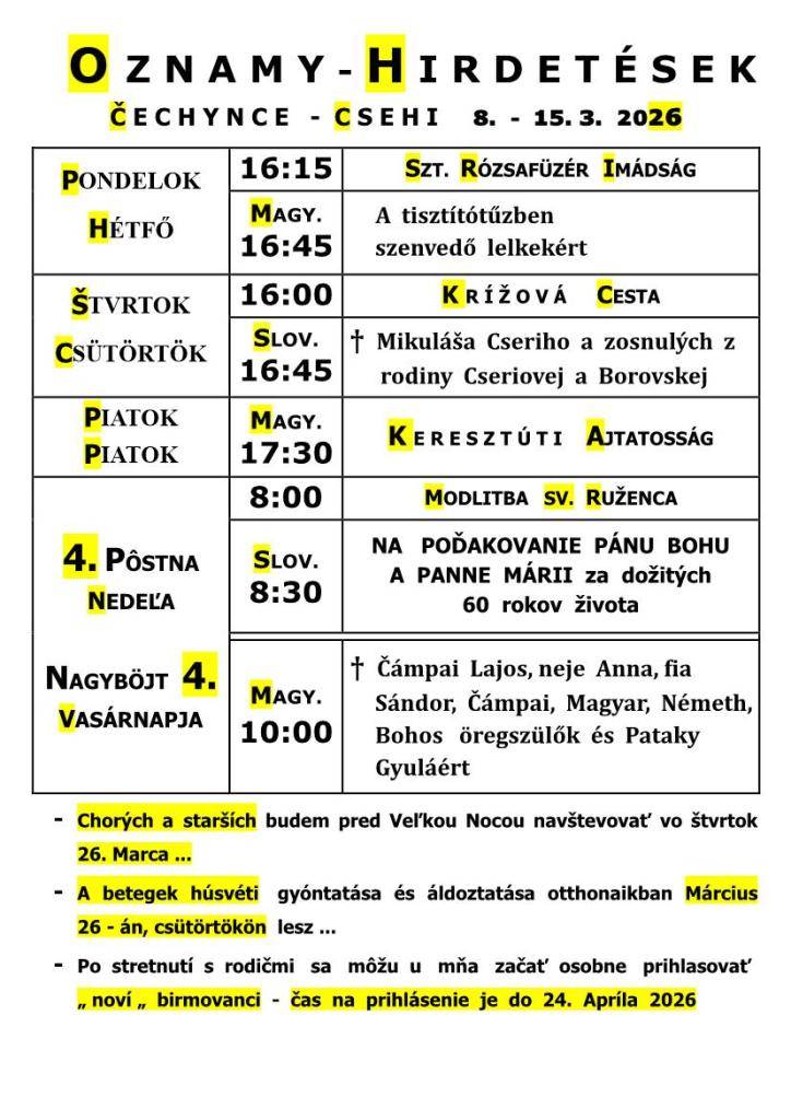 omšový poriadok - miserend