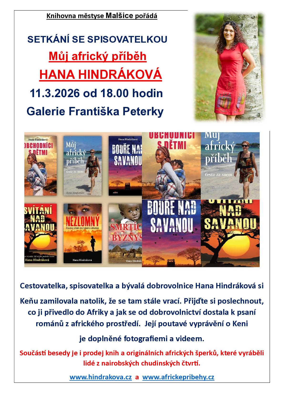Vážení občané,  zveme Vás do Galerie Františka Peterky na setkání se spisovatelkou Hanou Hindrákovou již dnes od 18 hodin.