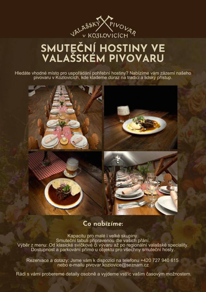 Smuteční hostiny ve Valašském pivovaru v Kozlovicích