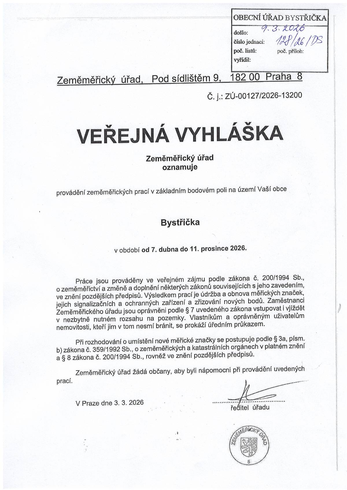 Veřejná vyhláška