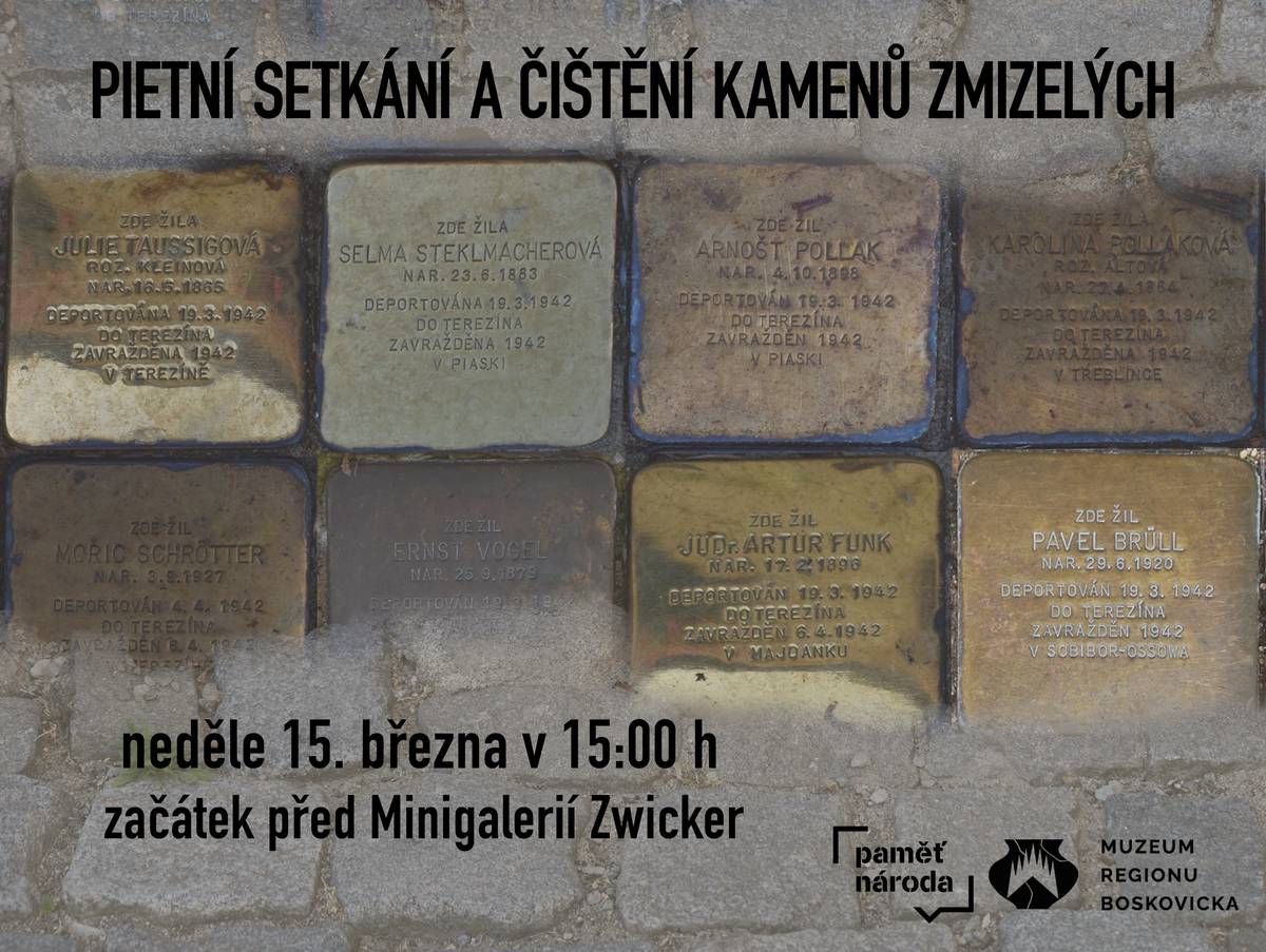 V neděli 15. března se uskuteční Pietní setkání a čištění Kamenů zmizelých. Začátek je v 15.00 před Minigalerií Zwicker na Plačkově ulici.