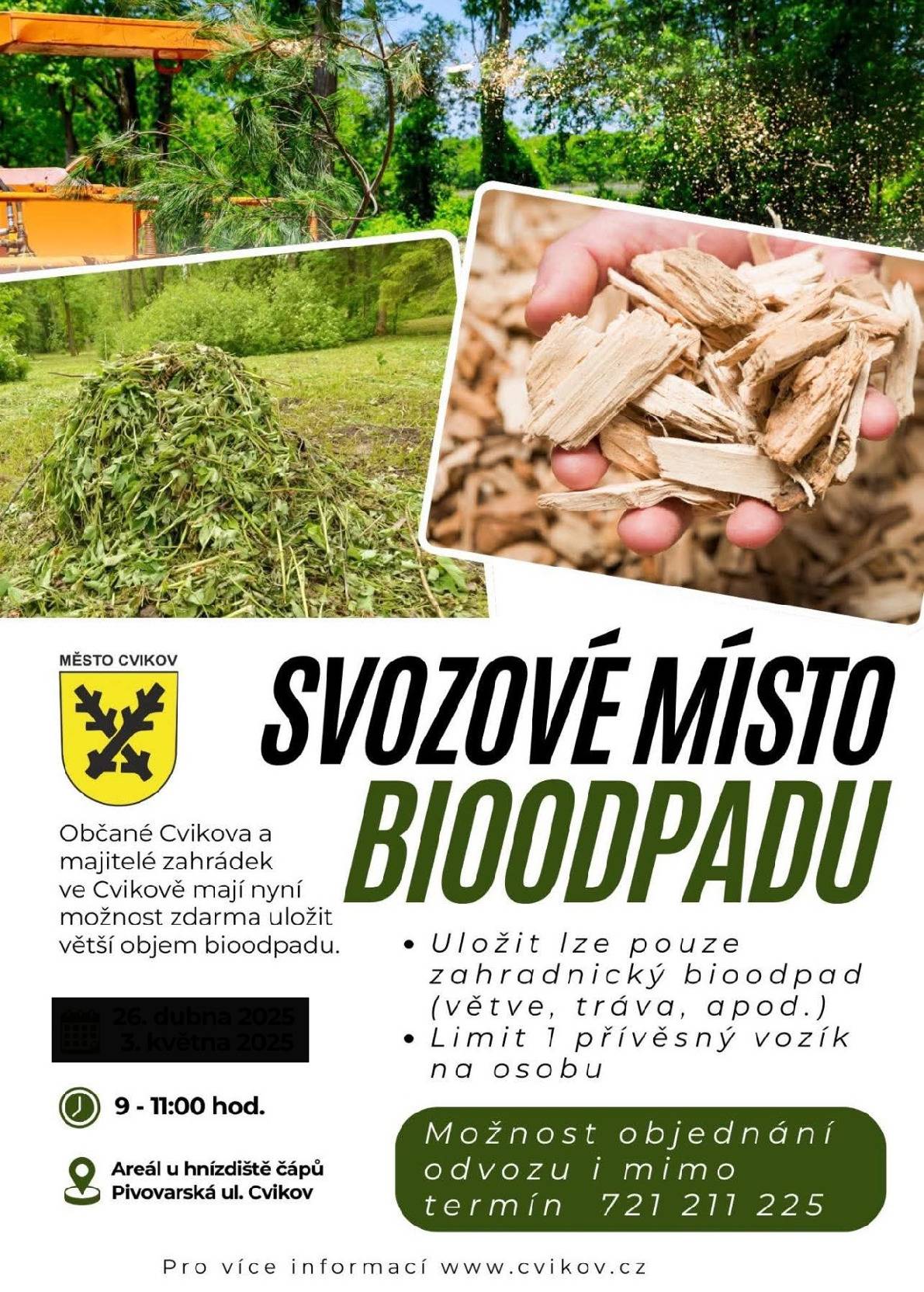 ✅ MOŽNOST ULOŽIT BIOODPAD DNE 14. 3. 2026 OD 9:00-11:00 ✅ AREÁL DELTA ✅ BLIŽŠÍ INFORMACE Ing. Krátký tel. 702109045