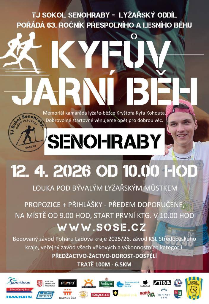 Zveme vás na 63. ročník přespolního a lesního běhu, bodovaný závod Ladova kraje, který se koná v neděli 12. 4. od 10 hodin na louce pod bývalým lyžařským můstkem.   Propozice a přihlášky na www.sose.cz