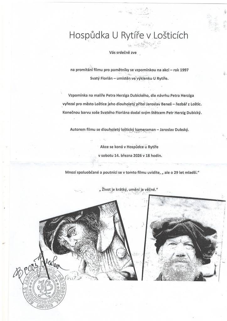 Hospůdka U Rytíře v Lošticích vás srdečně zve na vzpomínkovou akci