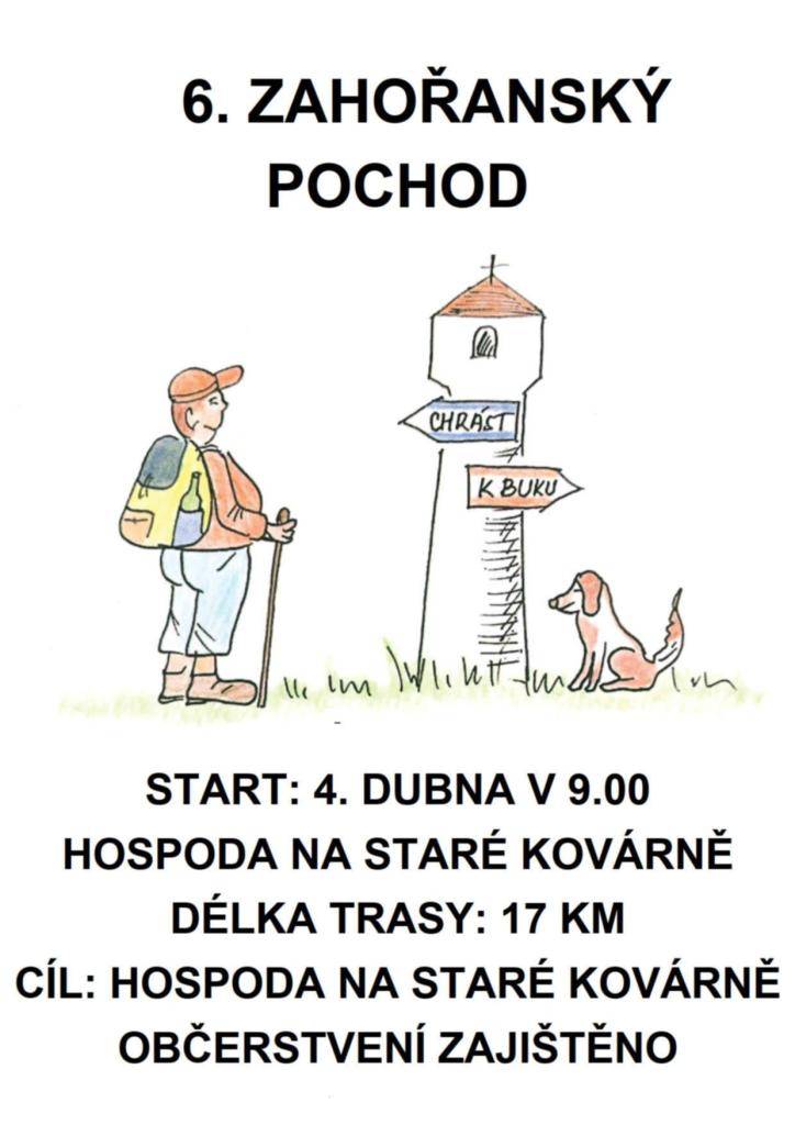 start 4.4. od 9:00 Hospoda Na Staré kovárně, délka trasy 17 km, občerstvení zajištěno