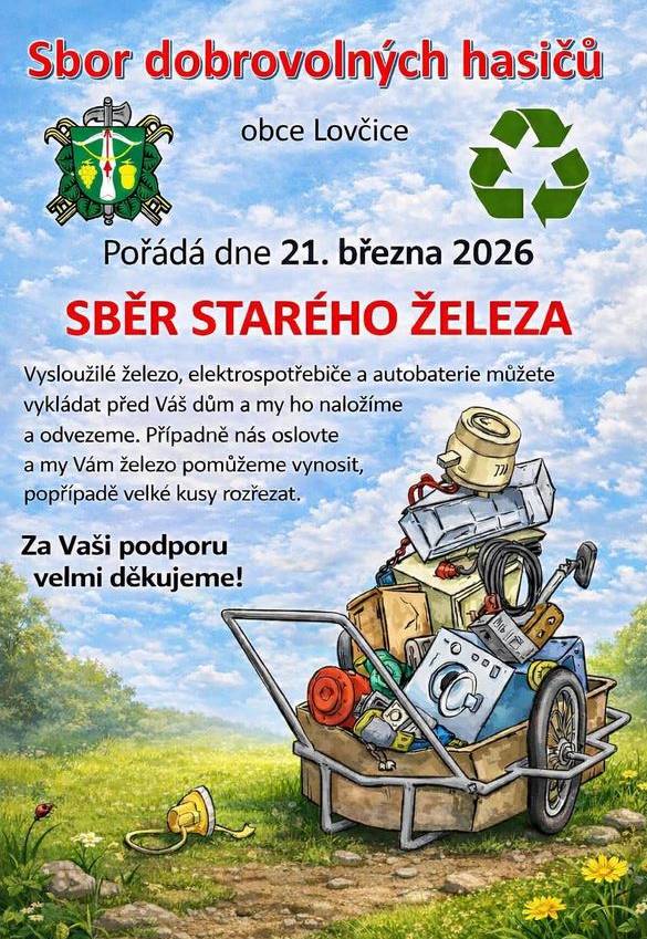 SDH Lovčice pořádá dne 21. března 2026 sběr starého železa.
