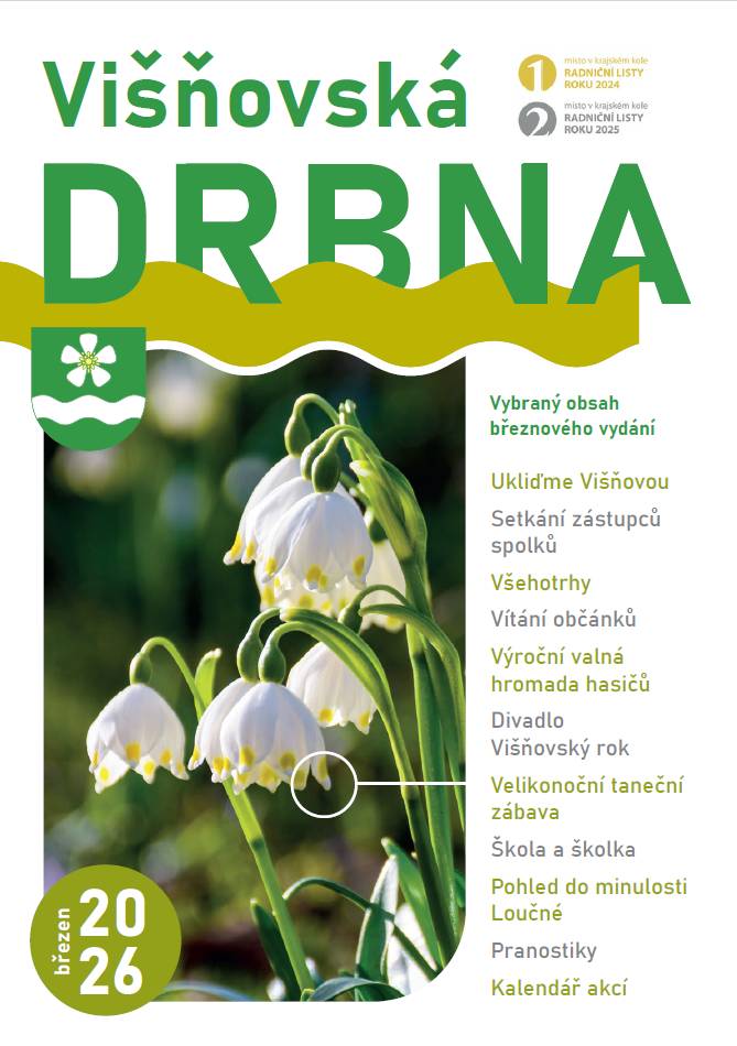 Višňovskou drbnu - Březen 2026 budeme od dneška postupně distribuovat na obvyklá odběrná místa. Ale už nyní jí najdete k prolistování na stránkách freedlantsko.eu i na webových stránkách obce.
