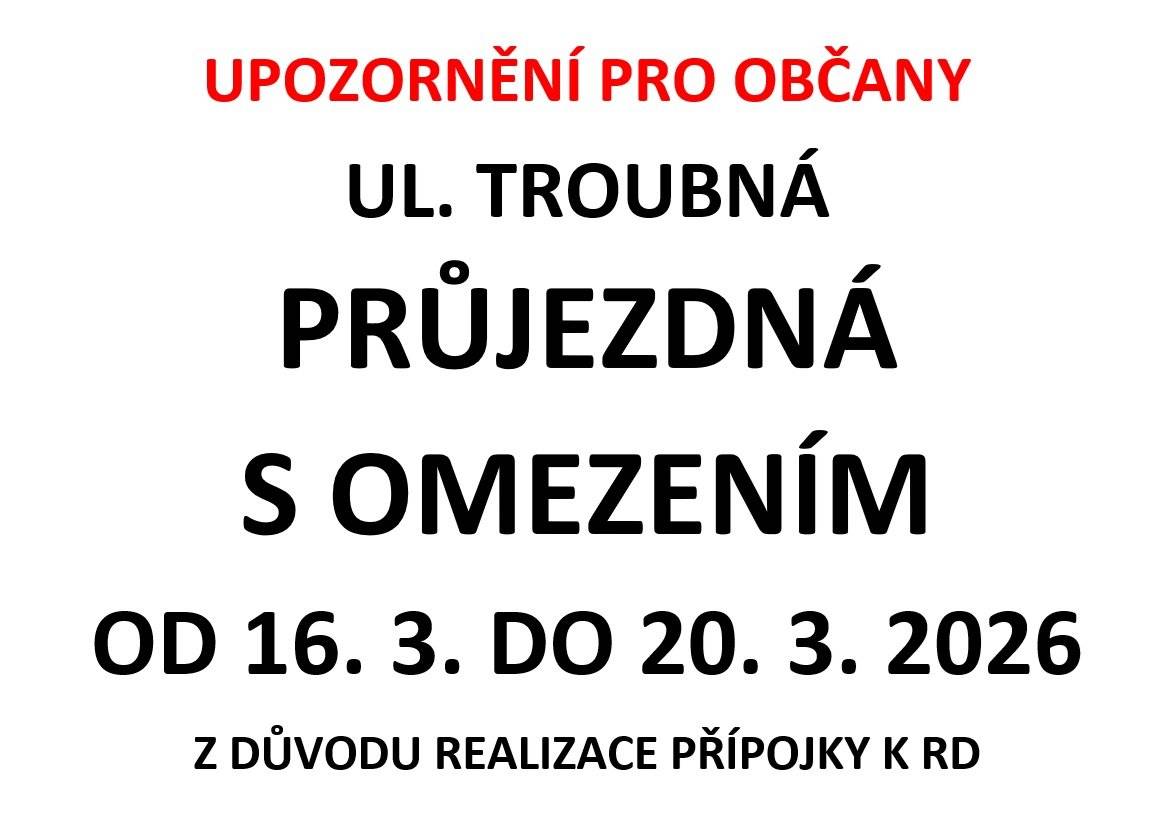Přípojky kanalizace a vody ulice Troubná