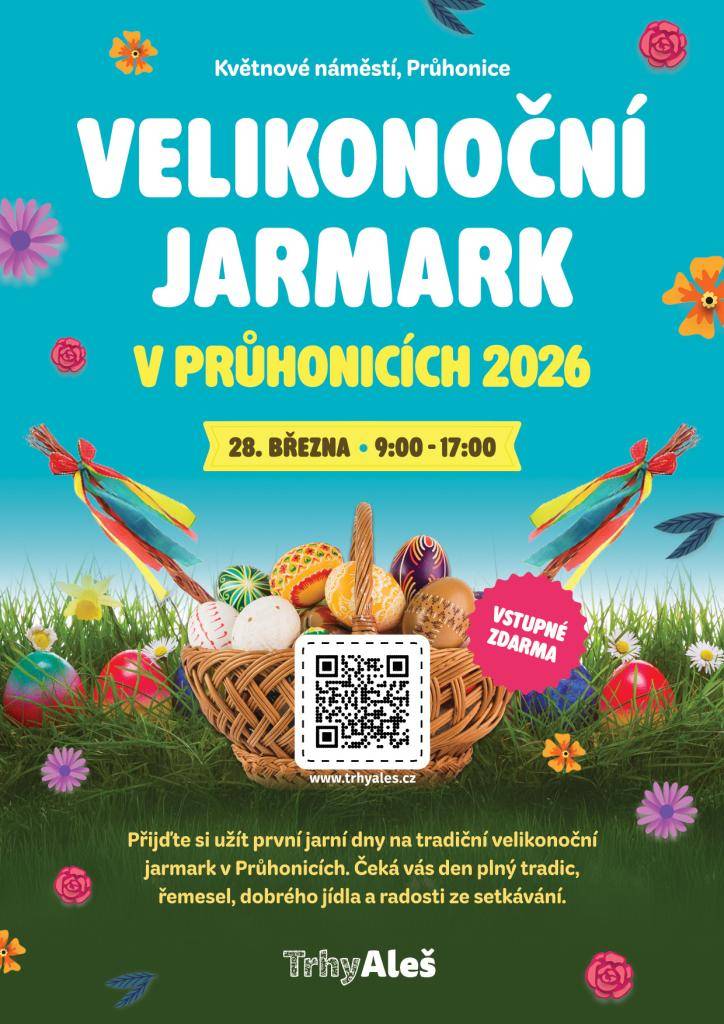Velikonoční jarmark v Průhonicích na náměstí v sobotu 28.3.2026 9 - 17 hod.