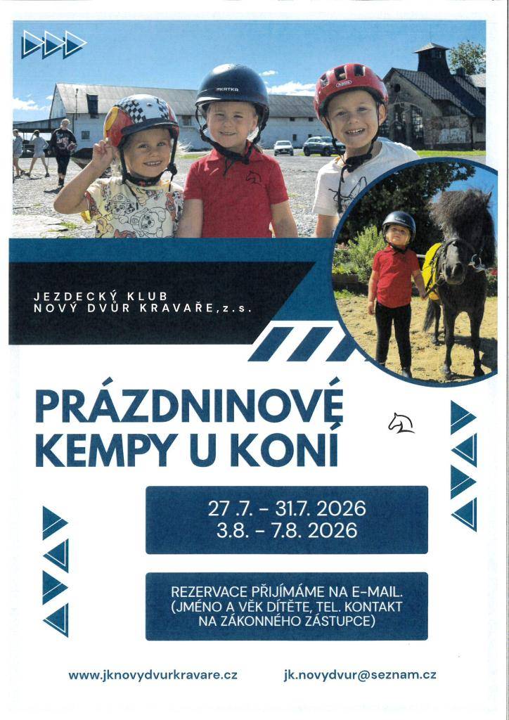 27.7.-31.7.2026  3.8.2026-7.8.2026  Jezdecký klub Nový Dvůr Kravaře