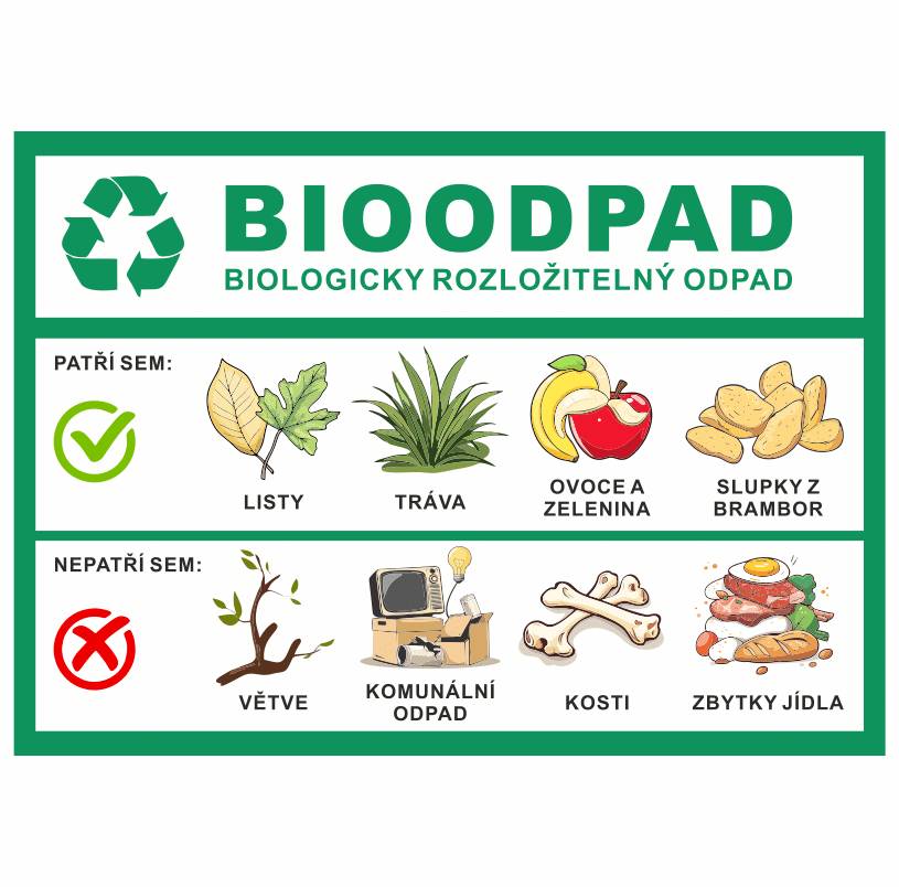 AVE CZ oznamuje, ze prvni svoz bioodpadu probehne ve ctvrtek 9.4.2026 a pak nasledne kazdych 14 dni - v lichy ctvrtek.