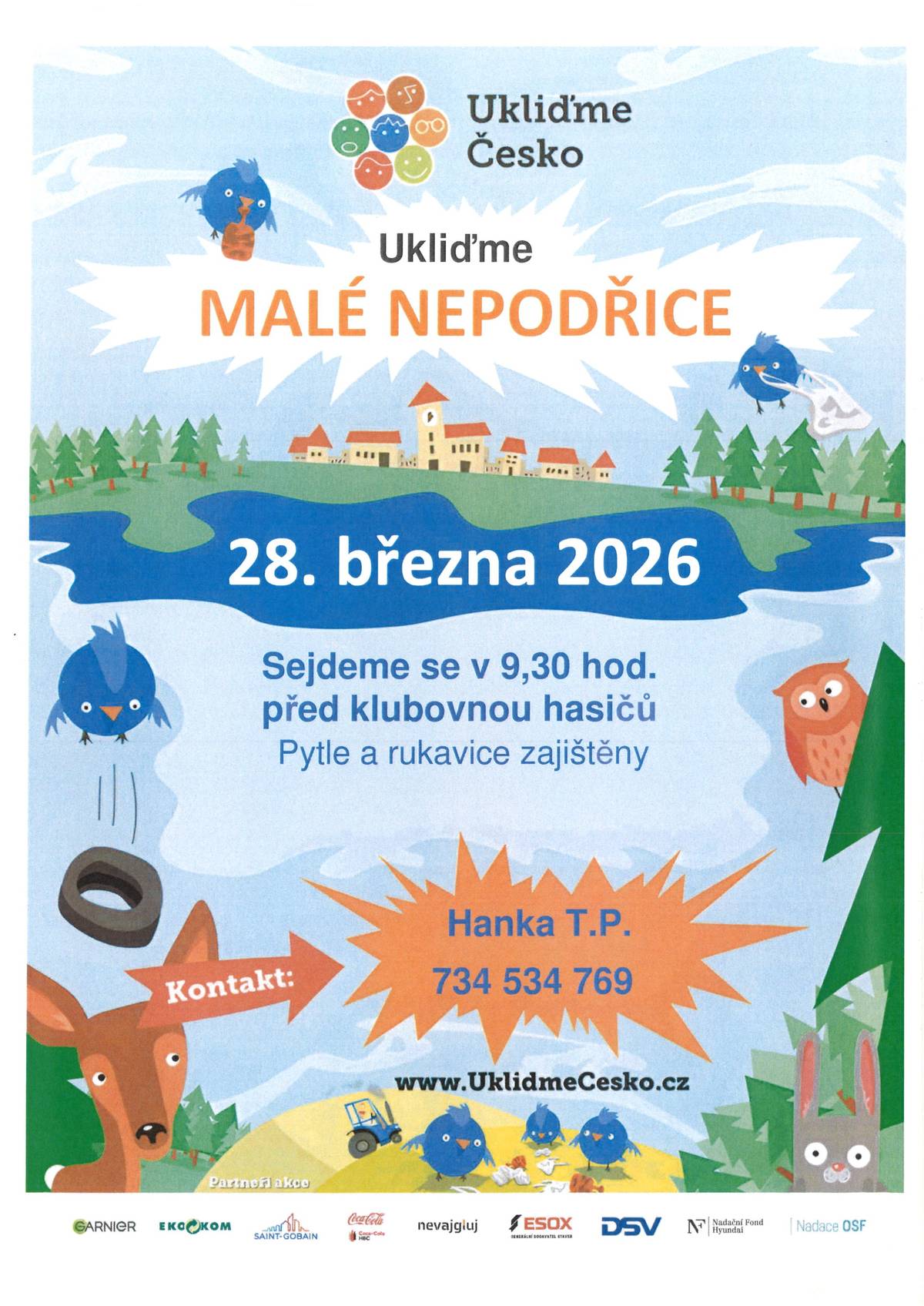 V sobotu 28. 3. 2026 od 9:30 hodin si pojďme uklidit naší vesnici Malé Nepodřice.