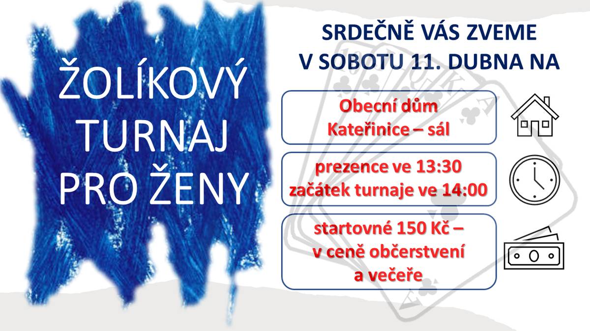 V sobotu 11. dubna zveme všechny ženy na tradiční Žolíkový turnaj žen.