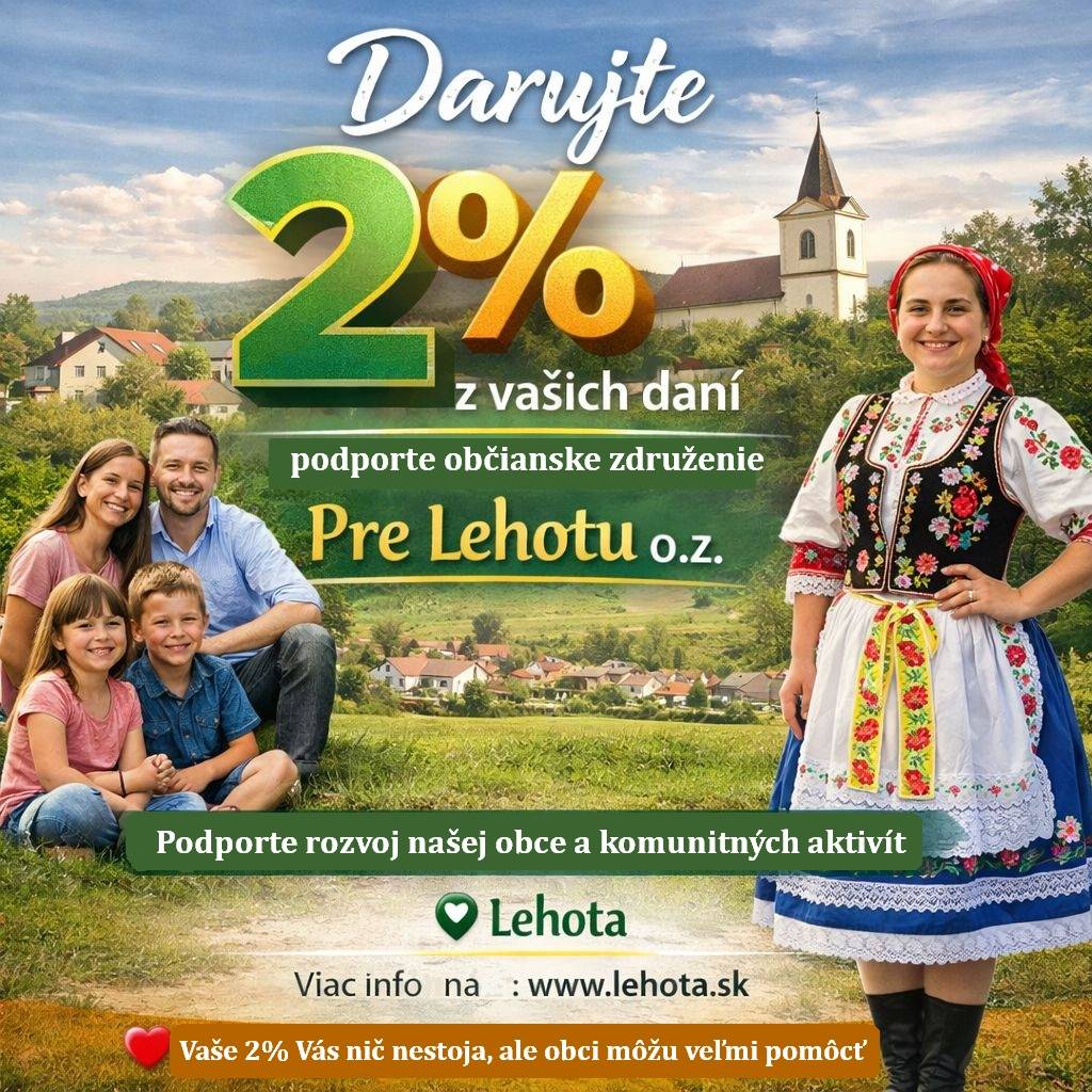 Darujte 2 % z dane občianskemu združeniu Pre Lehotu o.z.
