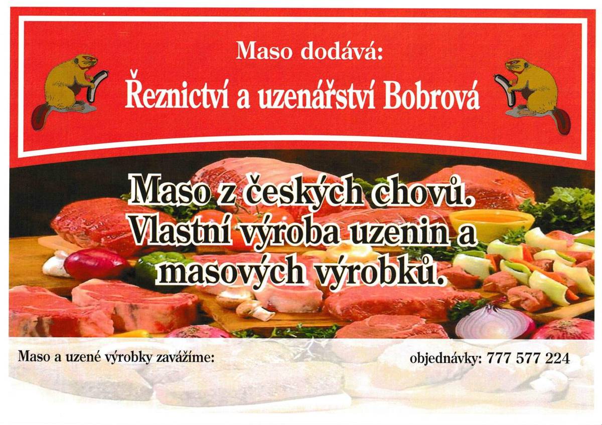Pojízdná prodejna: Řeznictví a uzenářství Bobrová   doba prodeje:   Nížkov každý čtvrtek v 8:00 hodin  Buková každý čtvrtek od 8:20 hod