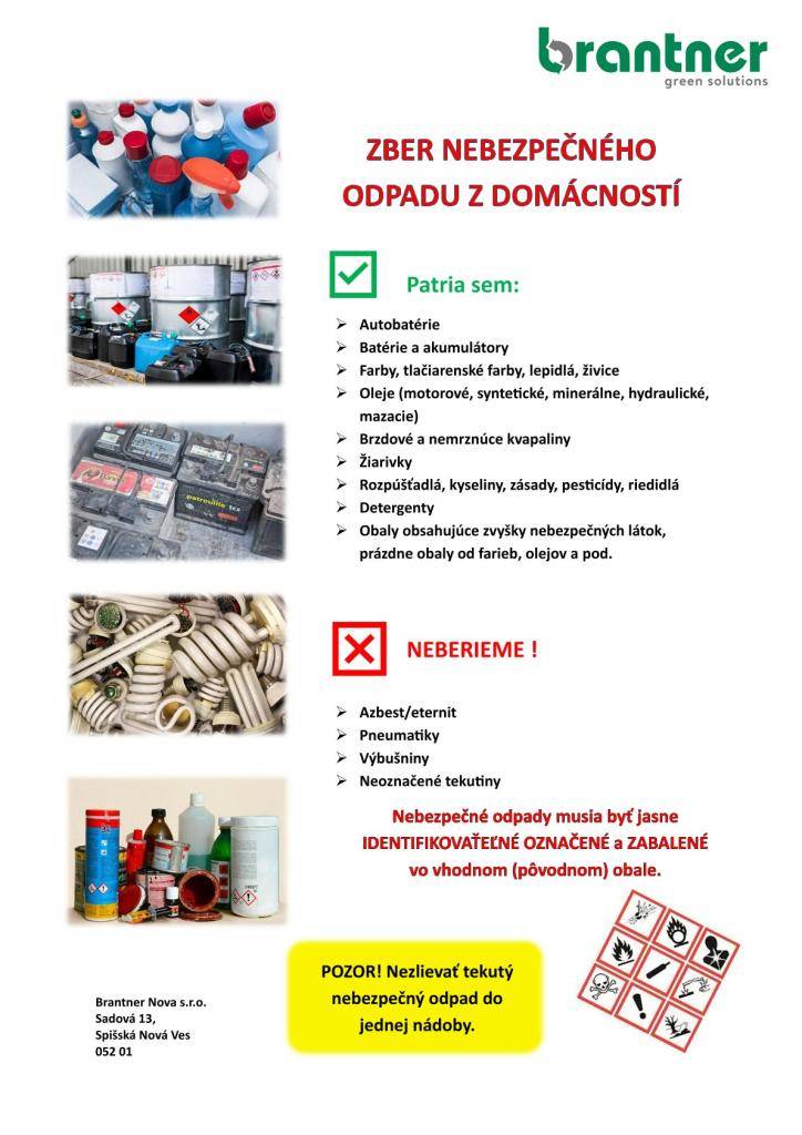 O presnom termíne a čase zberu Vás budeme ešte včas informovať.  Zároveň prikladáme letáčik s prehľadom, čo patrí a čo nepatrí do nebezpečného odpadu, aby ste si vedeli správne pripraviť veci na odovzdanie.  Ďakujeme, že pomáhate udržiavať našu obec Smolník čistú a chránite životné prostredie.