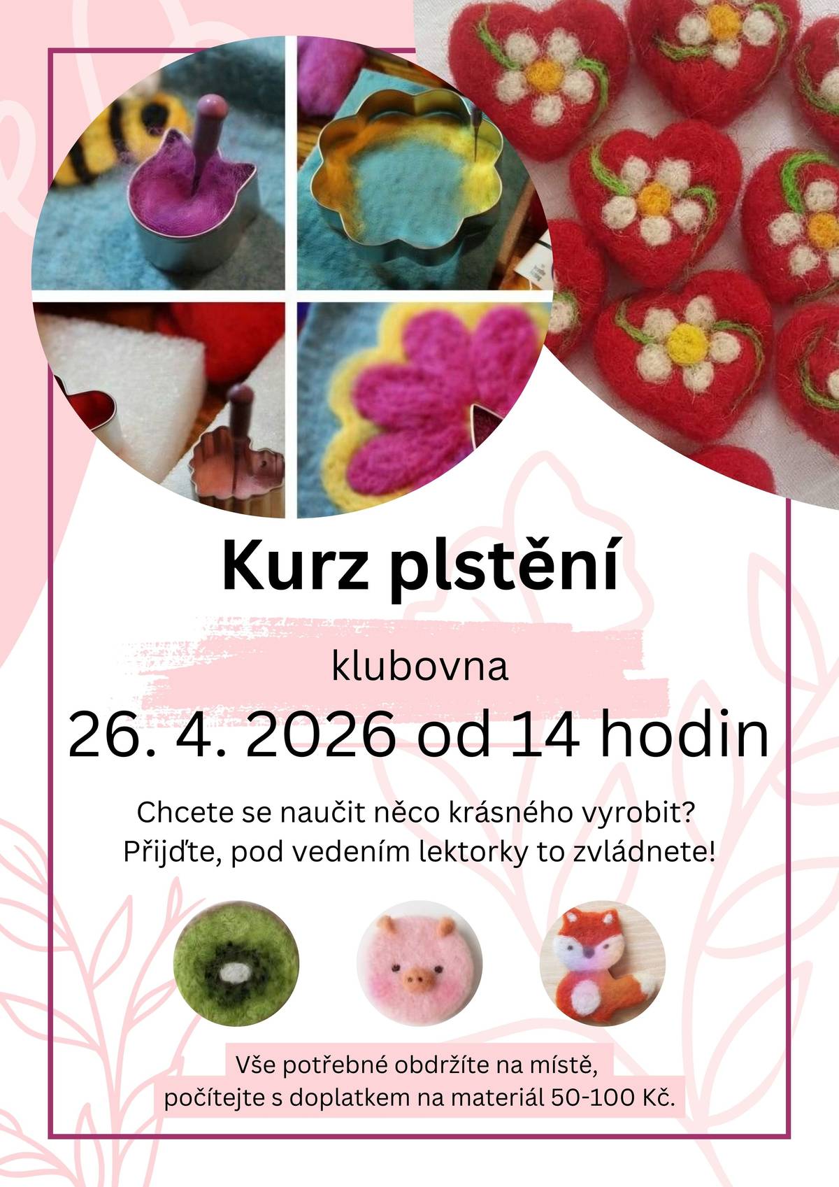 Zapište si do kalendáře a přijďte vyzkoušet techniku práce s ovčím rounem: