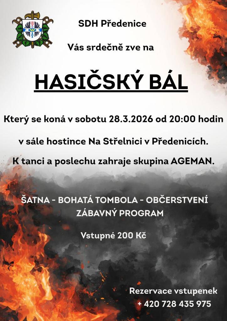 Pozvánka na sobotu 28.3. od 20:00 hodin do Předenic na Hasičský bál, bohatá tombola, zábavný program.  Srdečně zvou pořadatelé SDH Předenice.