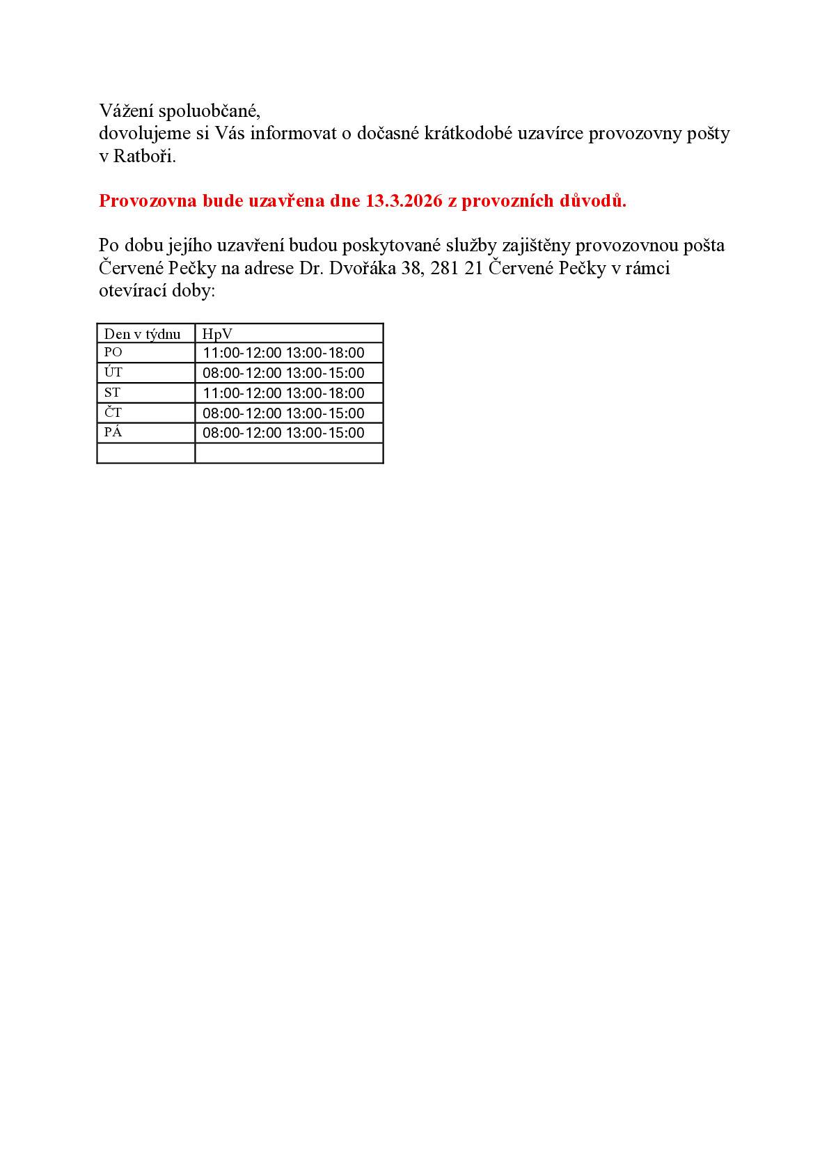 13. 03. 2026 - pošta uzavřena