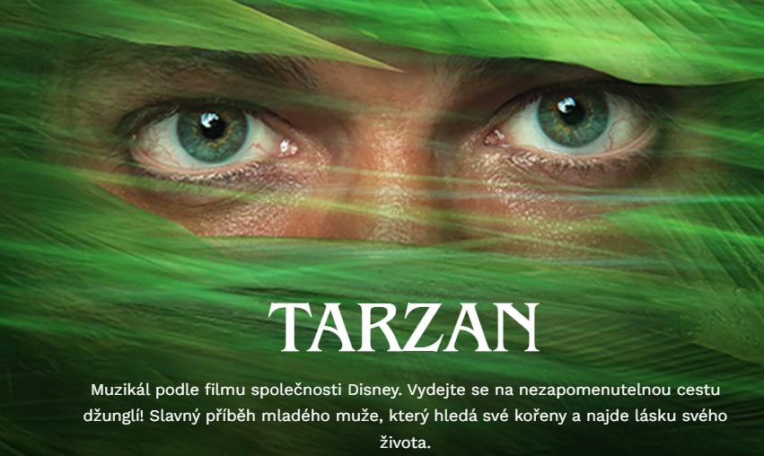 Rádi bychom Vám nabídli poslední lístky k prodeji na muzikál Tarzan do divadla Hybernia v Praze, který se uskuteční dne 21.3.2026 od 14:00 hodin, odjezd autobusu z Nových Dvorů od zastávky u kostela sv. Martina v 11:45. Cena 600 Kč za vstupenku včetně dopravy tam i zpět.