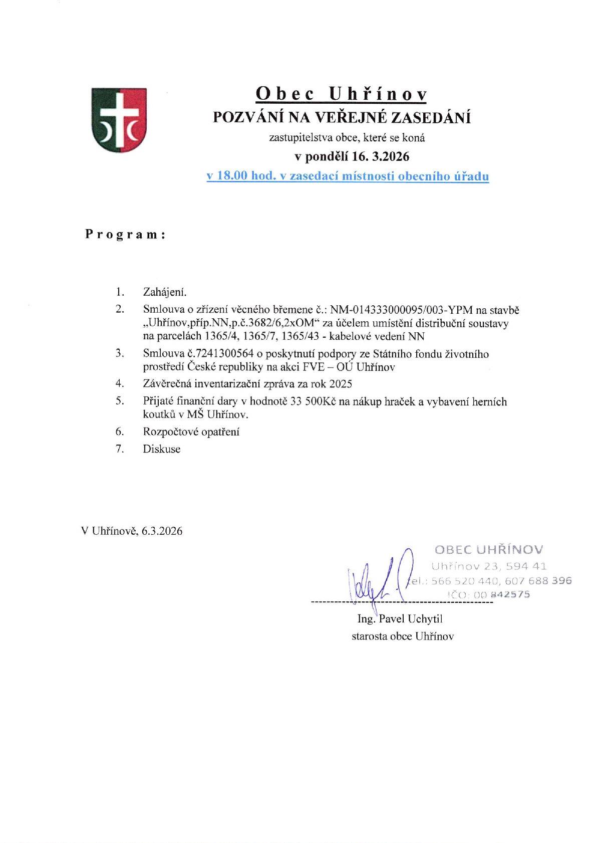 v pondělí 16.3.2026 v 18:00hod