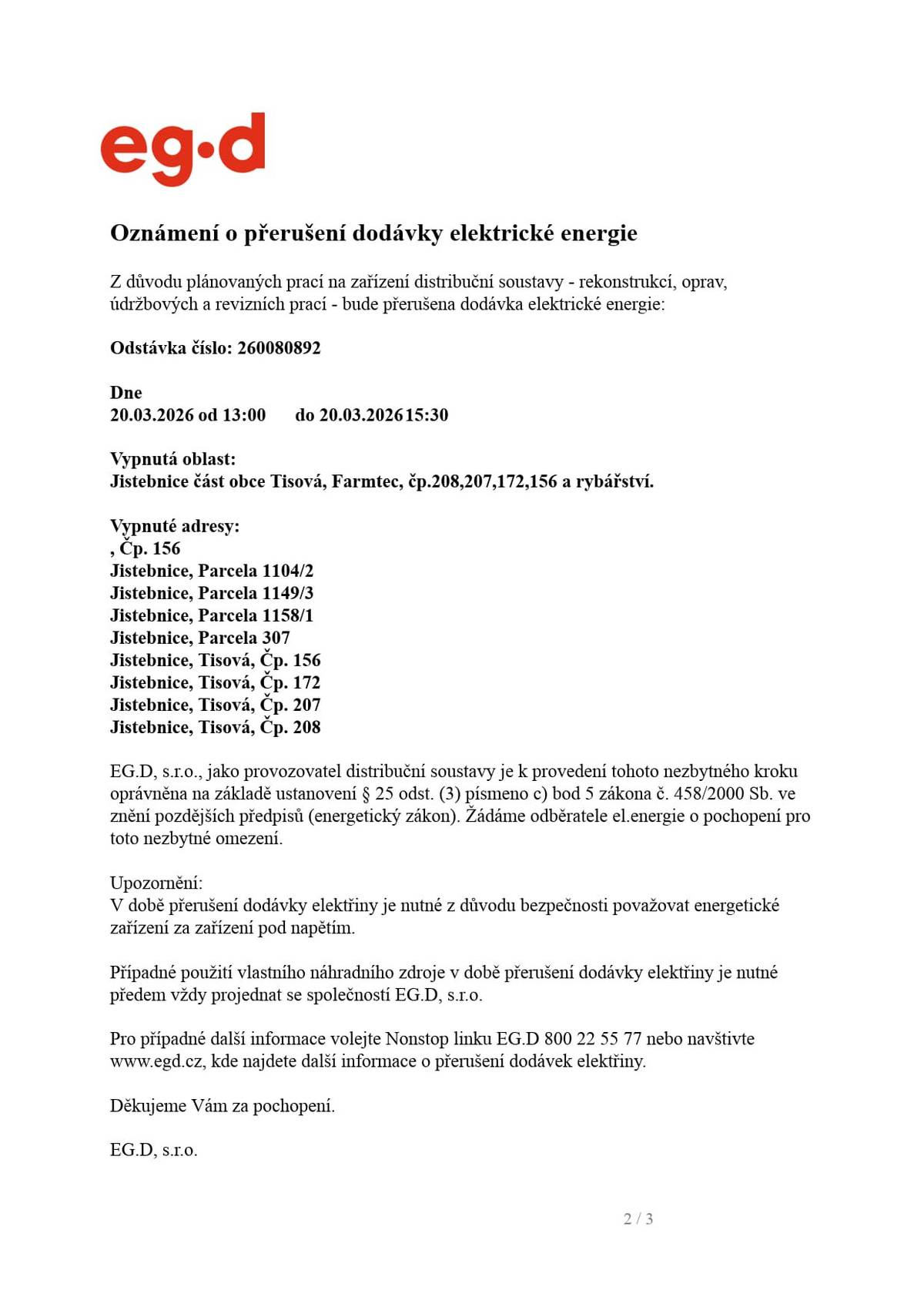 20. března 2026 - 13:00 až 15:30 hod.