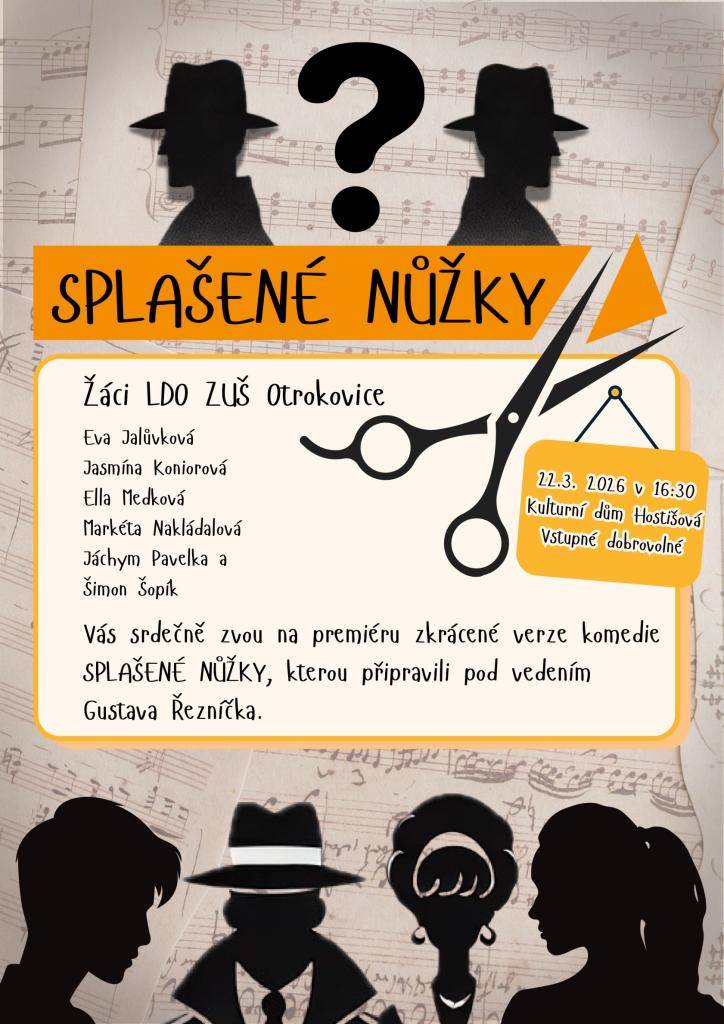 V neděli 22. 3. 2026 jste srdečně zváni na divadelní představení v kulturním domě v Hostišové. Začátek v 16.30 hodin.