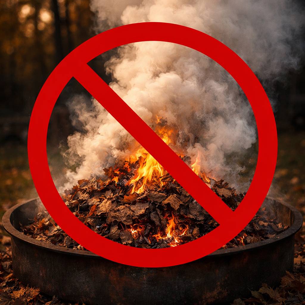 Od 1. března 2025 platí v České republice na základě novely zákona o ochraně ovzduší (č. 42/2025 Sb.) plošný zákaz pálení listí, trávy a dalšího vlhkého či nezkoumaného rostlinného odpadu na zahradách. Porušení zákazu hrozí pokutou až do výše 50 000 Kč.