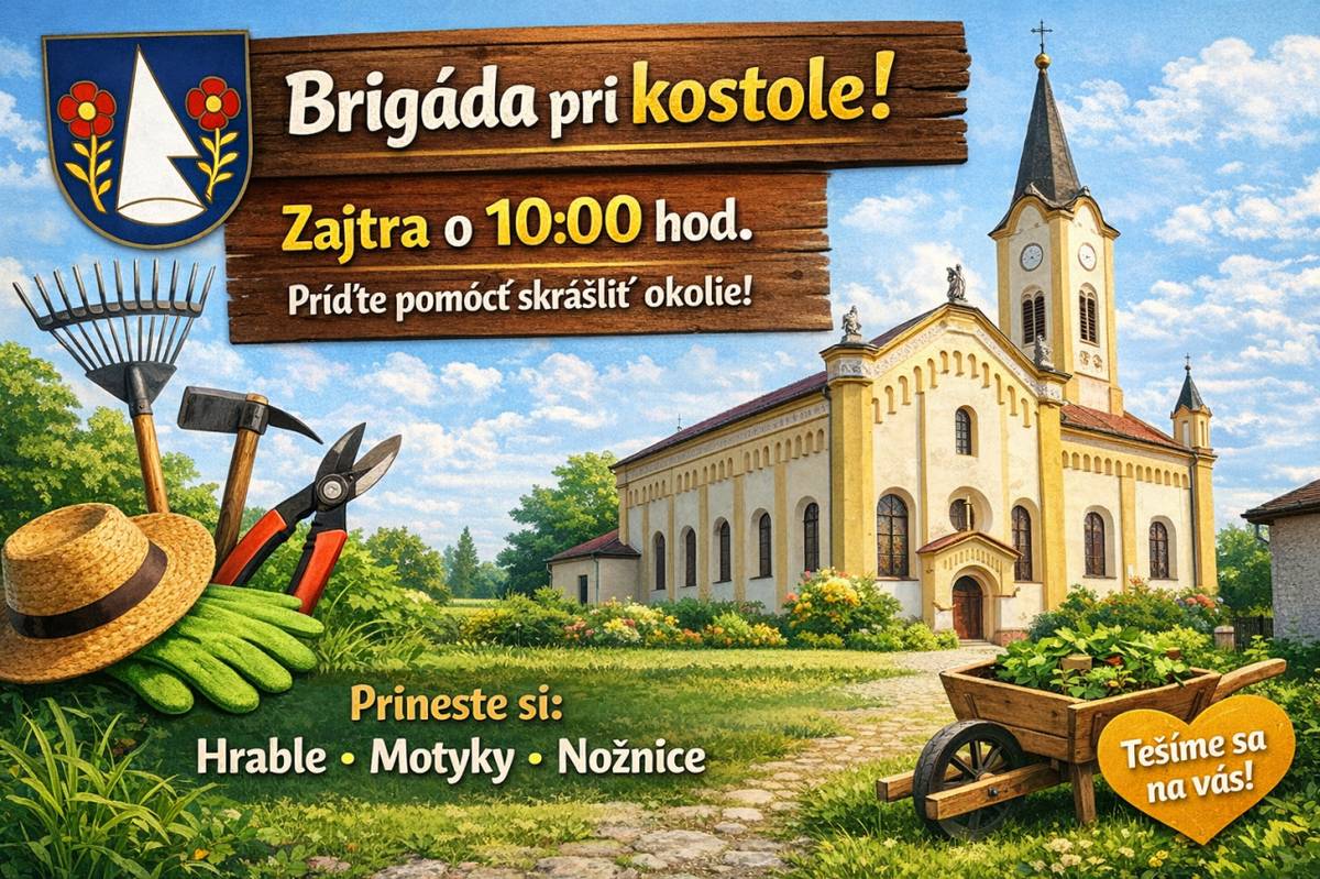 Pozývame všetkých ochotných dobrovoľníkov pomôcť pri skrášľovaní okolia nášho kostola zajtra 14.marca 2026 o 10:00 hod. Ak môžete, prineste si so sebou pracovné náradie: hrable, motyky alebo záhradné nožnice.  Každá pomocná ruka je vítaná.