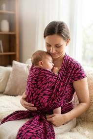 Šátek na nošení dětí na ženě