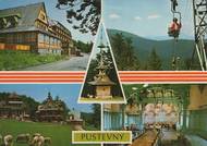 Dobová pohlednice zachycující i lanovku na Pustevny