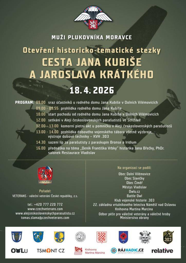 V sobotu 18.4.2026 se koná v sousedních obcích otevření stezky - viz leták