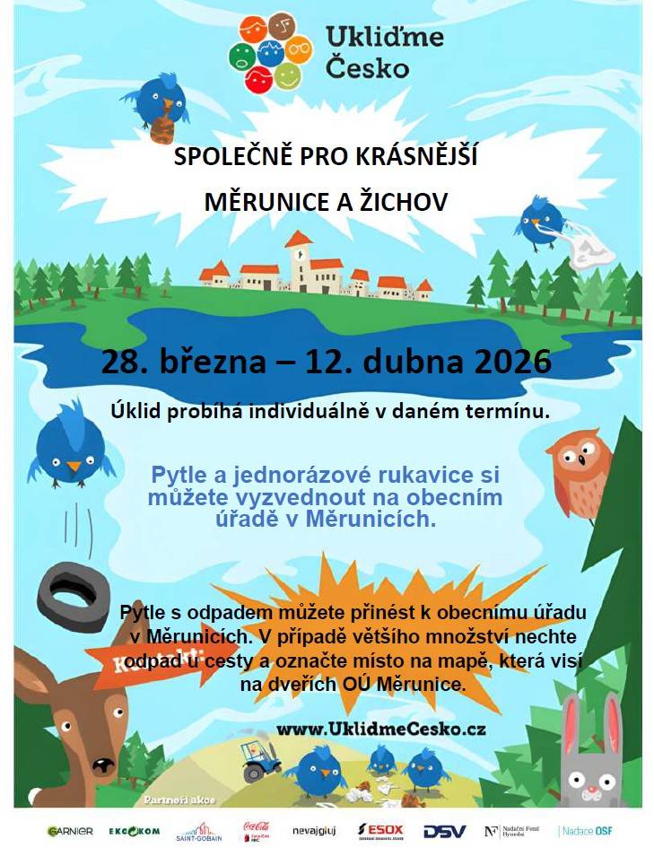 V Měrunicích a Žichově proběhne úklidová akce od 28. března do 12. dubna 2026.