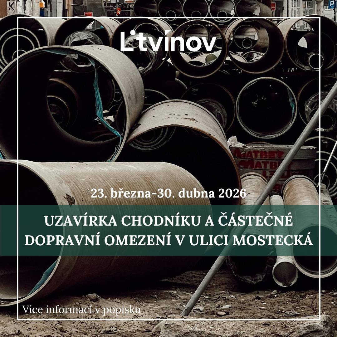 V souvislosti s rekonstrukcí kanalizace a vodovodu v ulici Mostecká v Litvínově dojde k dočasným omezením. Před budovami č. p. 2015–2016 bude od 23. března do 30. dubna 2026 zcela uzavřen chodník a současně bude částečně omezena doprava na přilehlé části místní komunikace. Opatření je nutné kvůli napojení kanalizační stoky C. Řidiči jsou zároveň žádáni o odparkování vozidel v dotčeném úseku.   Více informací🔗https://www.mulitvinov.cz/oop%2Dschvaleni%2Dpup%2Dlitvinov%2Dmostecka%2Dnadrazni%2Ddopojeni%2Dkanalizace%2Dstoka%2Dc%2Dmostecka/d-487743       Děkujeme za pochopení a součinnost.