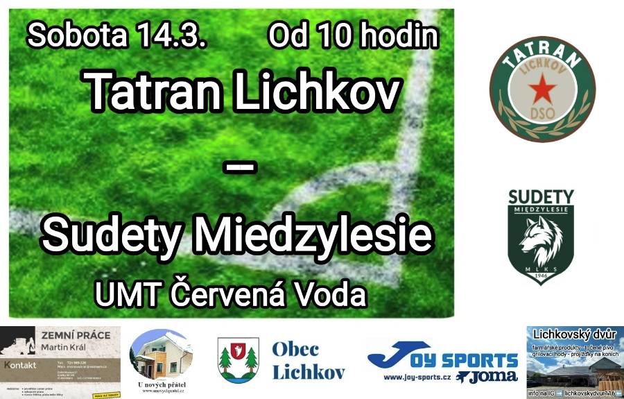 Tatran odehraje v sobotu poslední přípravné utkání před jarní částí mistrovské soutěže. V rámci víkendového soustředění se střetne v sobotu dopoledne na umělé trávě v Červené Vodě s týmem Sudety Miezdzylesie.
