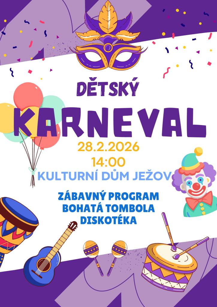 Obec Ježov zve všechny malé i velké na dětský karneval