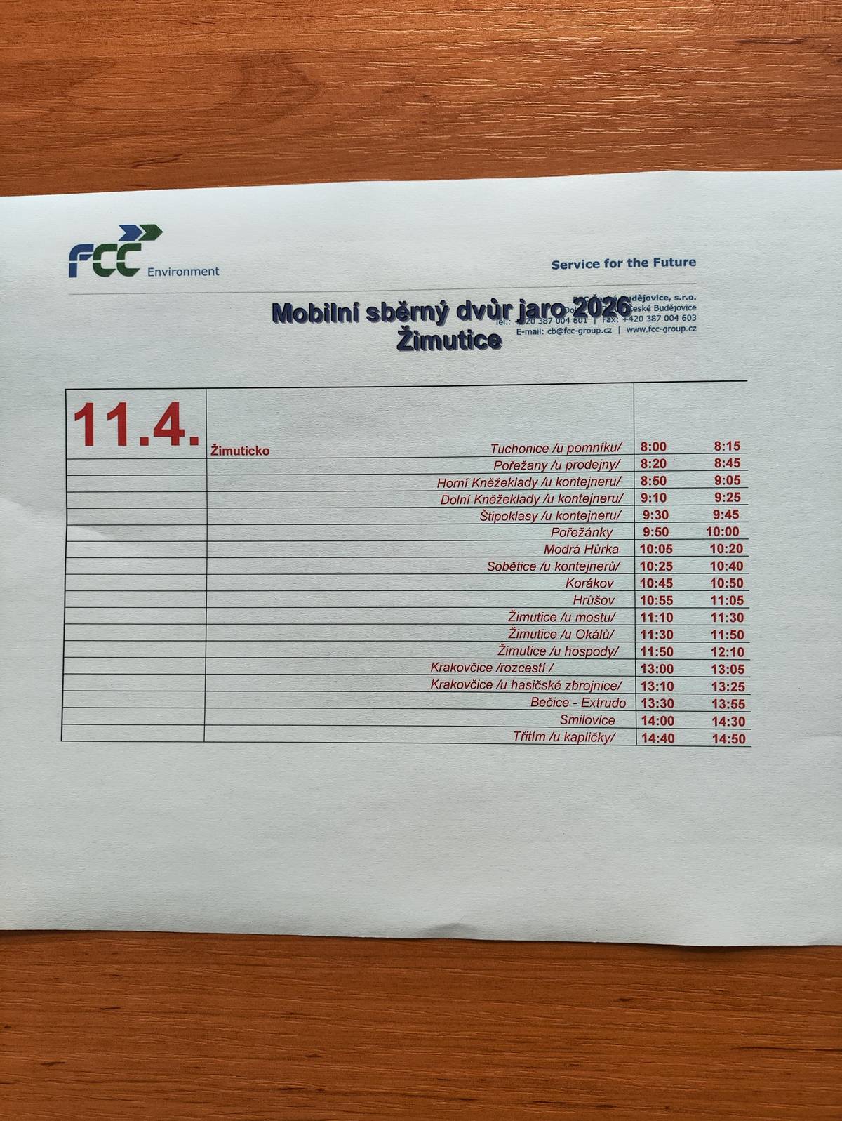 Svoz velkoobjemového a velkorozměrového odpadu 11.4.2026