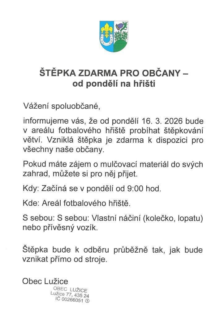 ŠTĚPKA ZDARMA PRO OBČANY