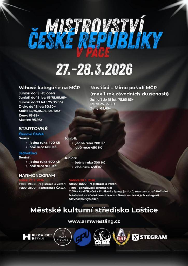 Městské kulturní středisko Loštice Vás dne 28. 3. 2026 zve na Mistrovství České republiky v páce.