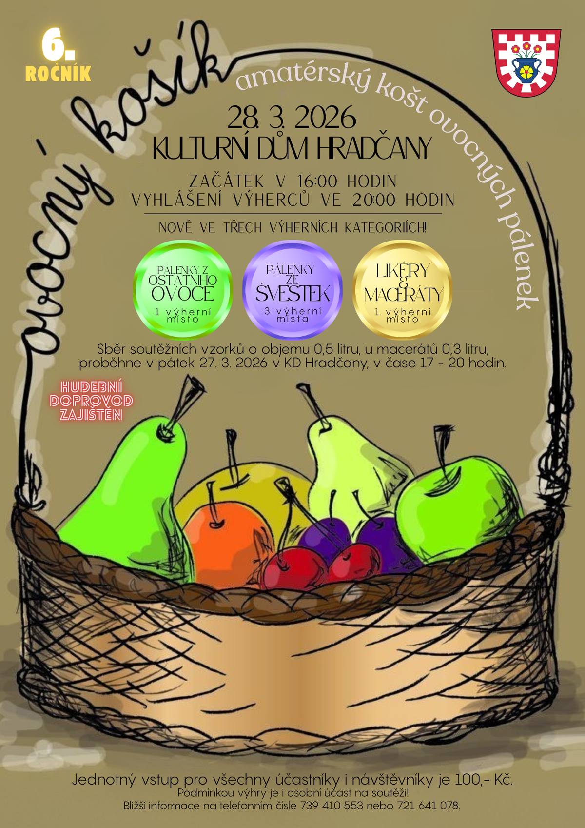 Zveme všechny milovníky dobré pálenky na tradiční košt pálenek v Hradčanech. Přijďte ochutnat to nejlepší, co domácí pálenice nabízejí, a užít si příjemné odpoledne v dobré společnosti. Nově soutěžíme ve třech kategoriích: 🥃 švestková pálenka 🍏 ovocná pálenka 🍒 likéry a maceráty Přineste svůj vzorek nebo jen přijďte ochutnávat a podpořit soutěžící. Těšíme se na všechny!