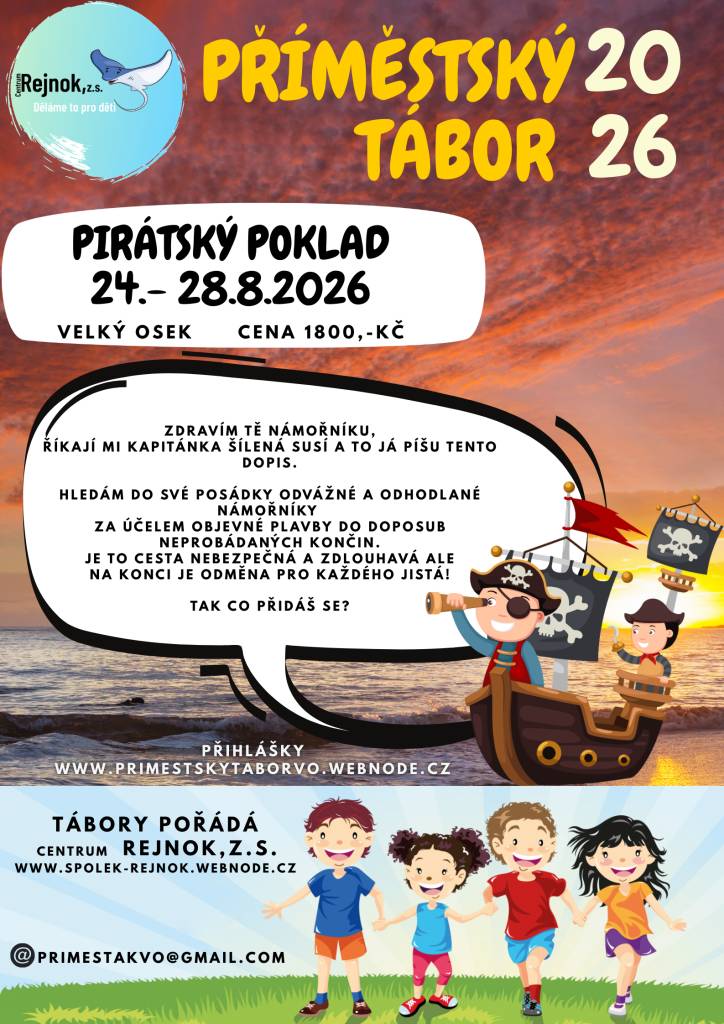 Příměstský tábor 2026- Pirátský poklad se koná od 24.8. do 28.8.2026