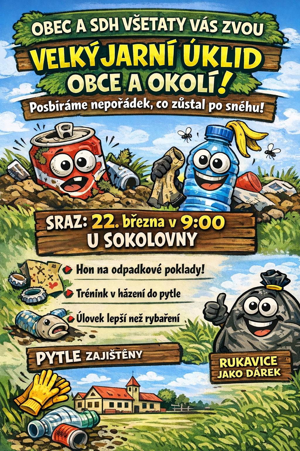 Vážení občané, zveme vás na akci, která pomůže naší obci být zase o něco krásnější a čistější. Pojďme společně odstranit odpadky a zanechat naše okolí v lepším stavu Kdy: 22.3.2026 v 09.00 Kde: Sraz u Sokolovny Pytle a rukavice zajištěny Těšíme se na vaši účast SDH Všetaty