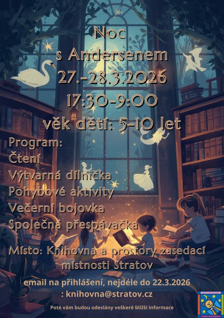 Knihovna Stratov zve na Noc s Andersenem 27.3.2026
