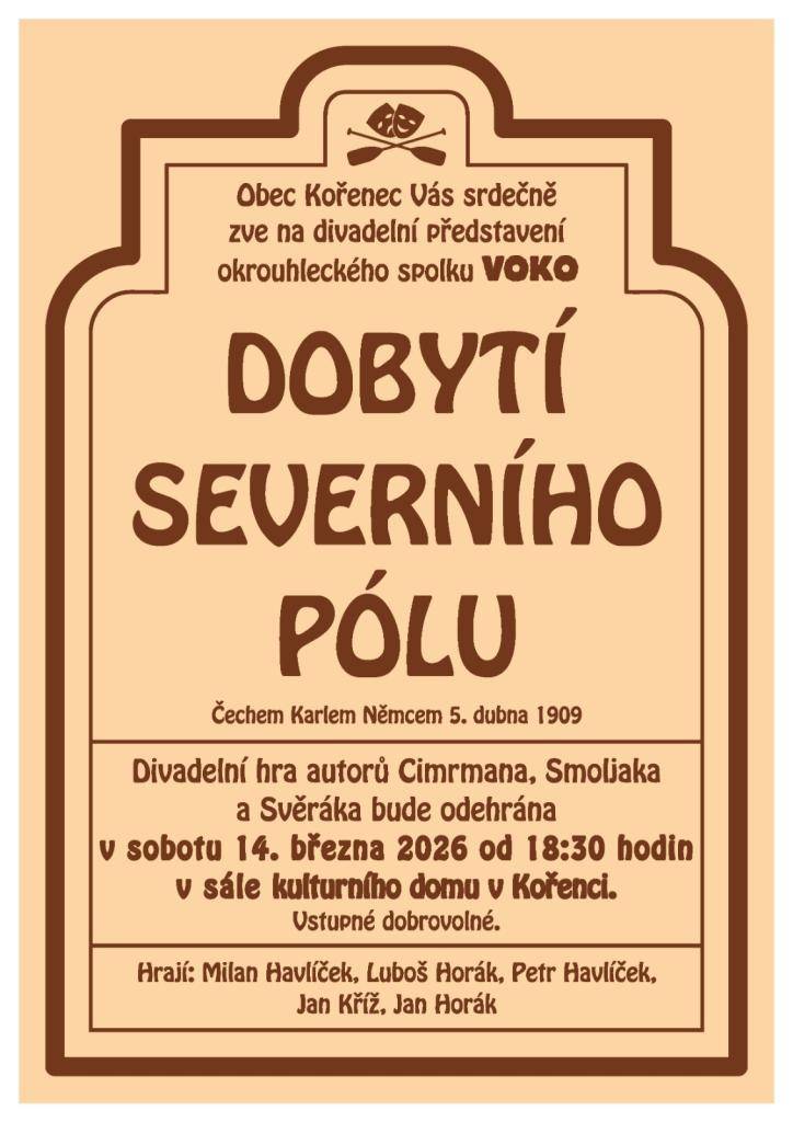 Kořenec - sobota 14. března 2026 od 18.30 hodi